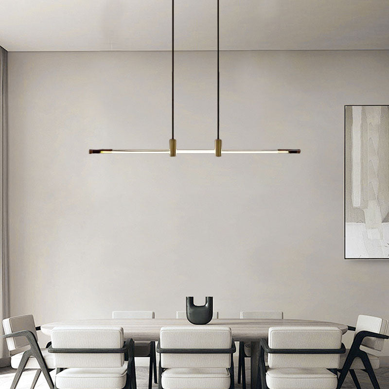 Modern Pendant Light - Brown/Red Linear Design for Bedroom